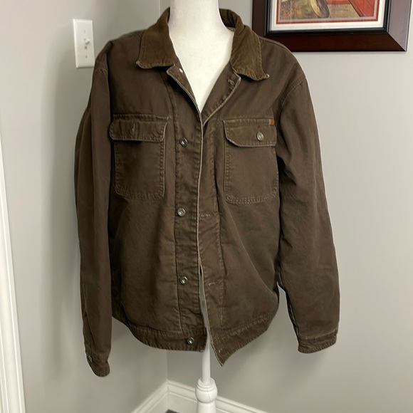 Woolrich Coat Mens XL Brown Sherpa Lined Canvas Jacket Barn Rancher Chore Coat - Picture 1 of 5
